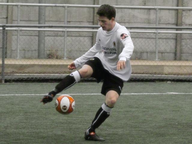 Marc Newsham controls the ball