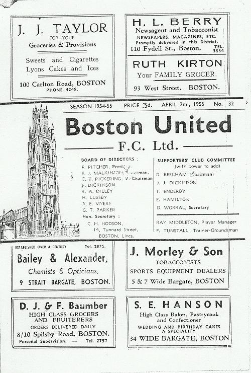 Programme Page 1 - 1954/5