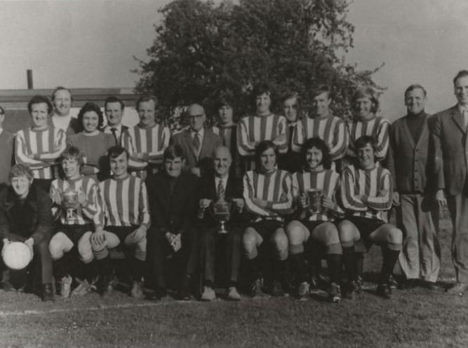 Frank, centre, with his 1971-2 treble-winning team