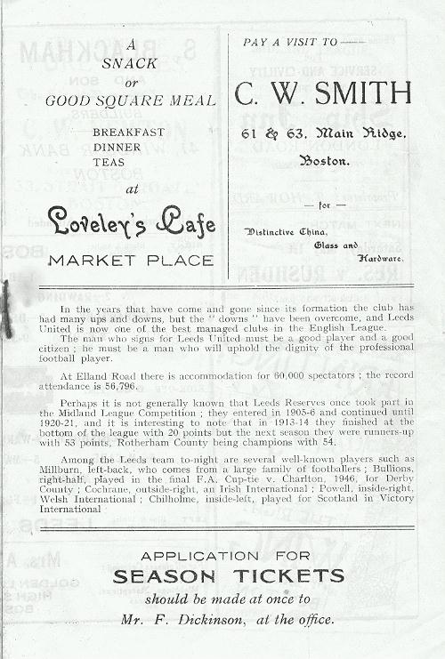 Programme Page 3 - 1947/8